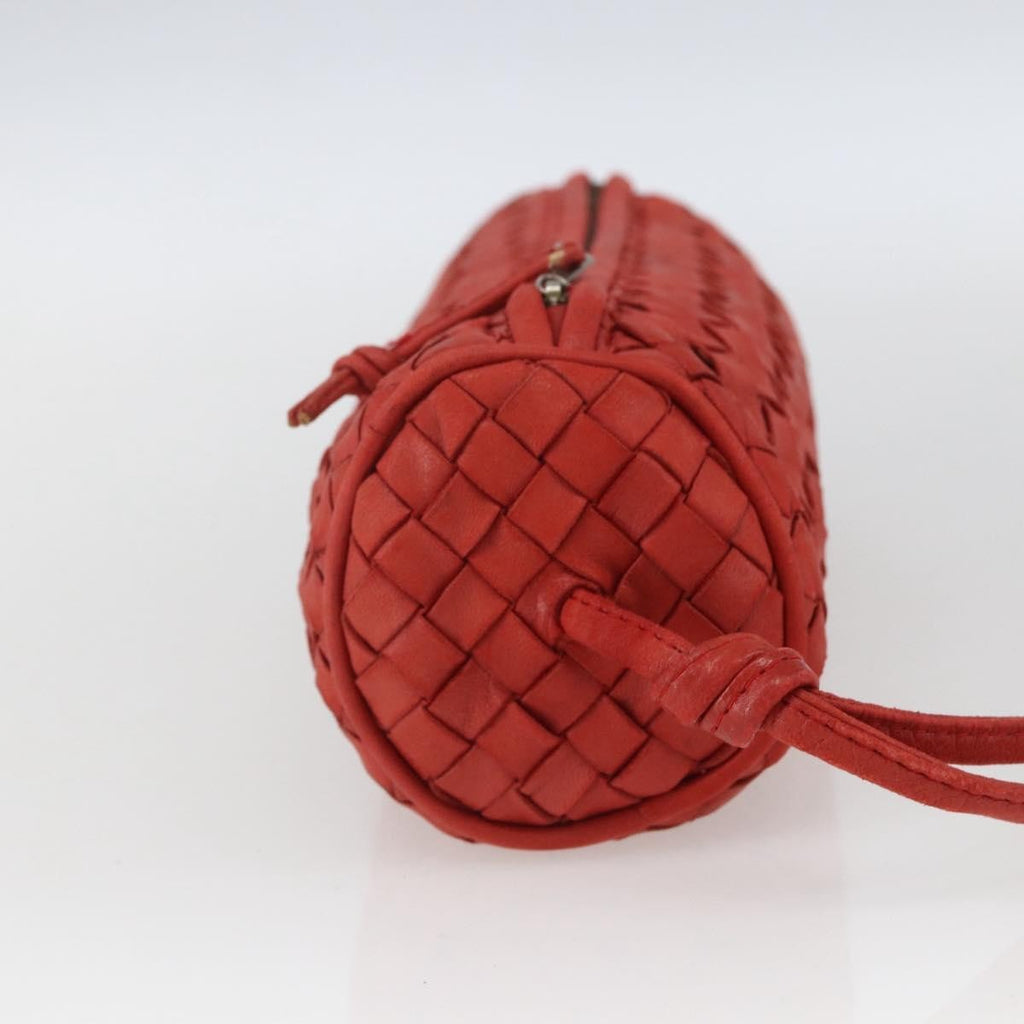 Bottega Veneta Intrecciato Clutch Bag Leather Red Leather Clutche & Pouche Bag (Pre-Owned)