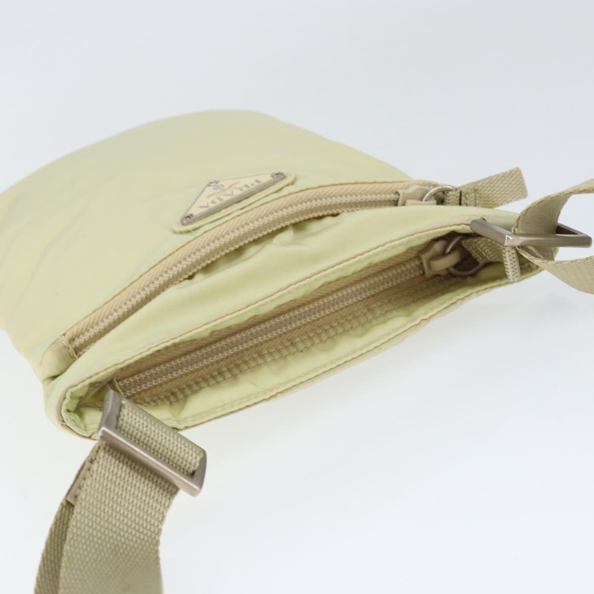 Prada Flat Messenger Bag Tessuto Ecru Nylon Shoulder Bag Bag (Pre-Owned)