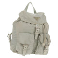 Prada Double Pocket Backpack Chain Shoulder Bag Re-Nylon Gray Nylon Backpack Bag (Pre-Owned)