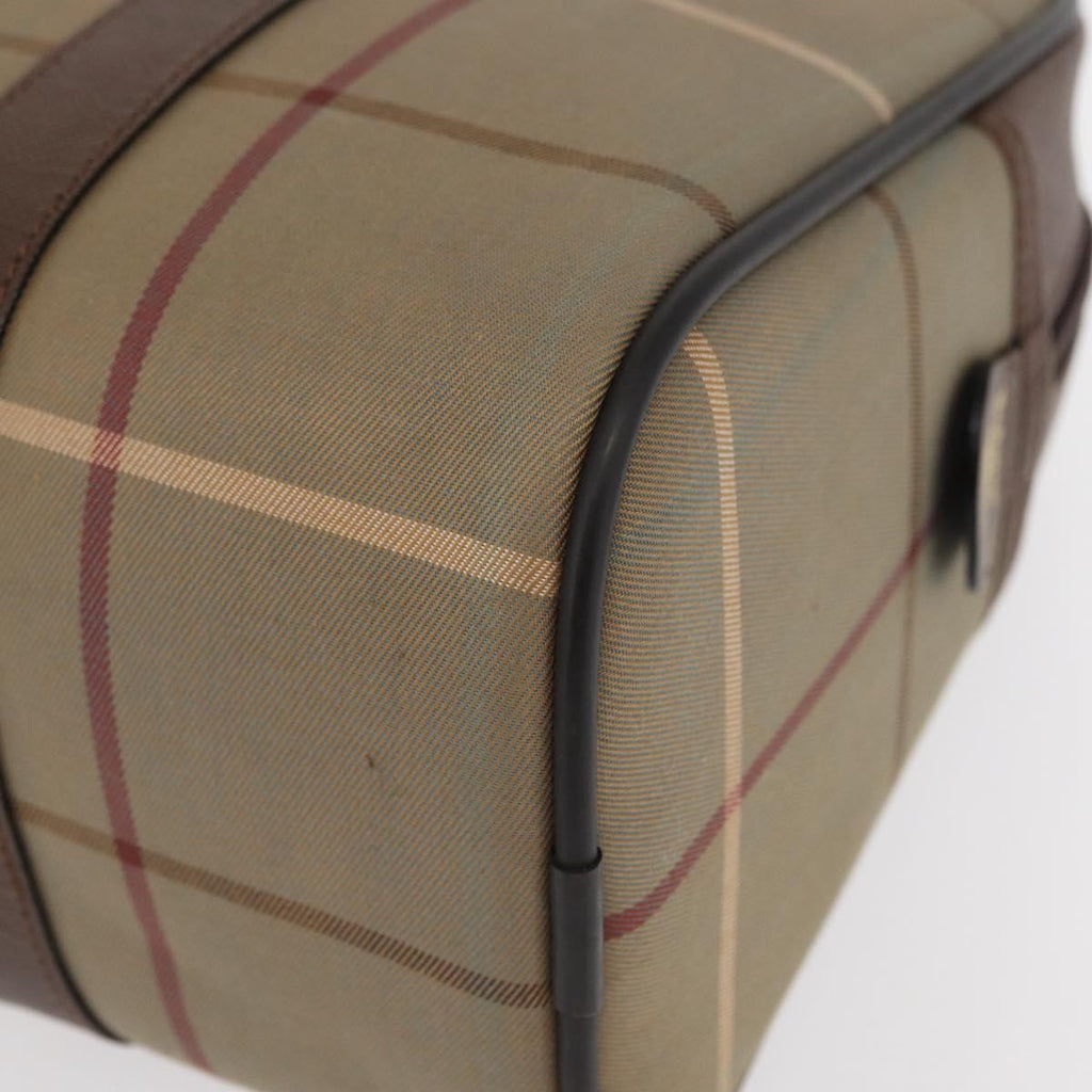 Burberry Nova Check Boston Bag Canvas Beige Canvas Handbag (Pre-Owned)