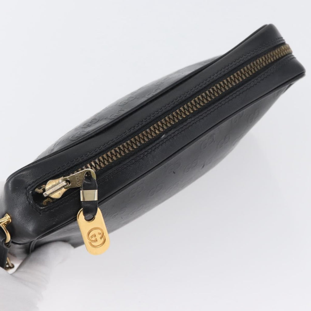 Gucci Vintage Clutch Bag Leather Black Leather Clutche & Pouche Bag (Pre-Owned)