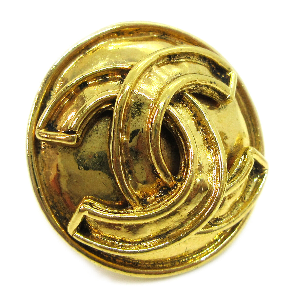 Chanel Cc Button Clip-On Earrings Metal Gold Gold_Plated Earrings Jewelry (Pre-Owned)