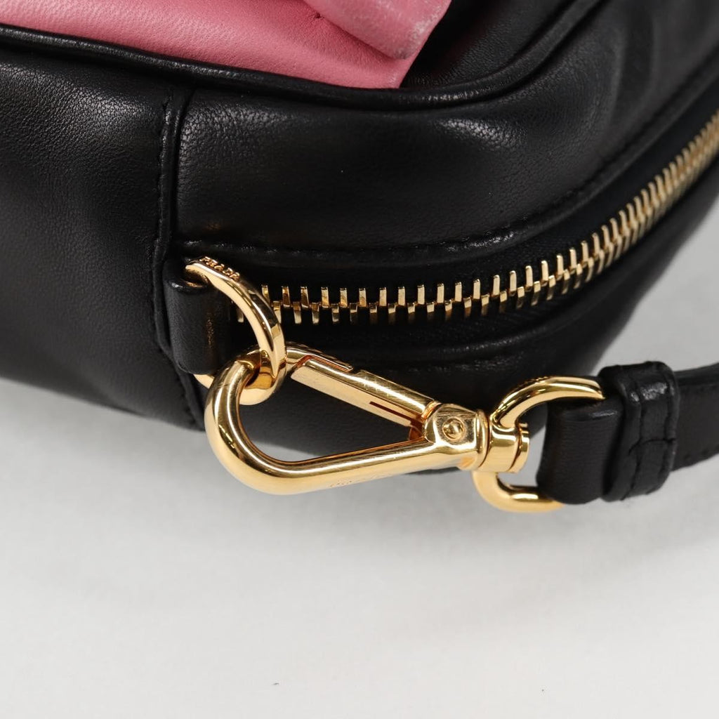 Prada Bow Camera Crossbody Bag Nappa Leather Black Leather Shoulder Bag Bag (Pre-Owned)