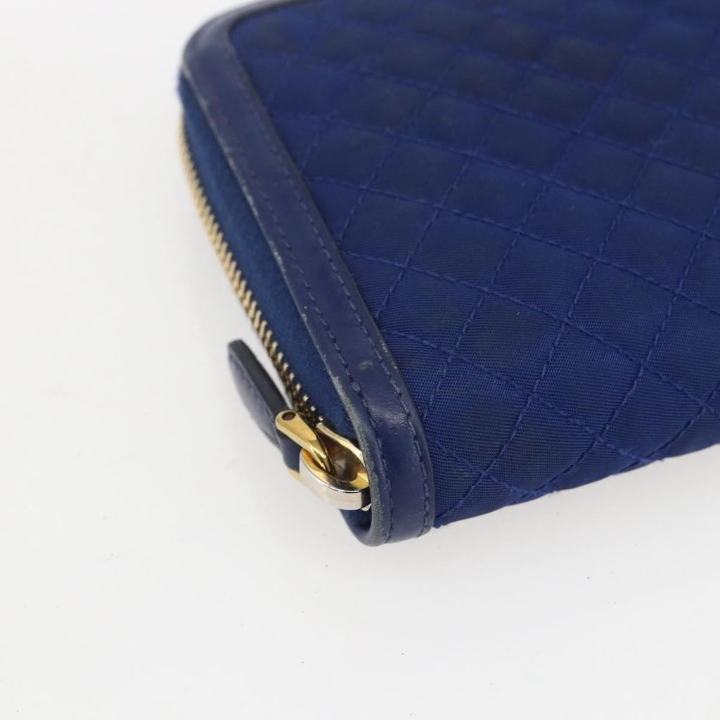 Prada Zip Around Organizer Wallet Saffiano Leather With Applique Blue Leather Wallets Accessory (Pre-Owned)