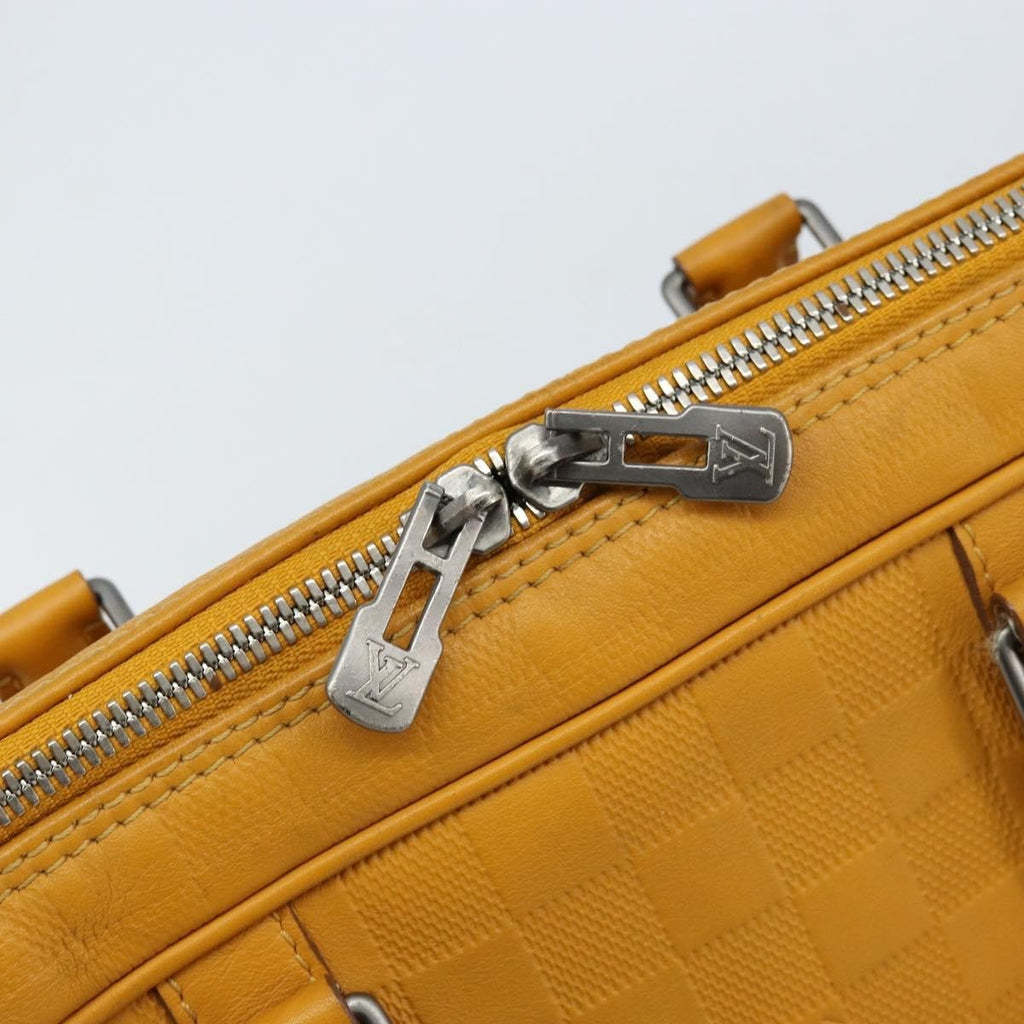 Louis Vuitton Porte-Documents Voyage Briefcase Damier Infini Leather Yellow Leather Briefcase Bag (Pre-Owned)