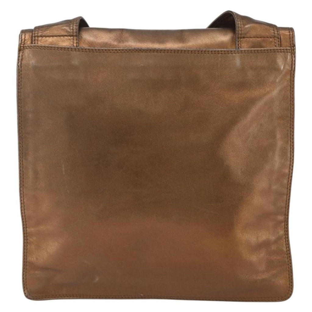 Chanel Vintage Logo Flap Messenger Bag Leather Brown Leather Shoulder Bag Bag (Pre-Owned)