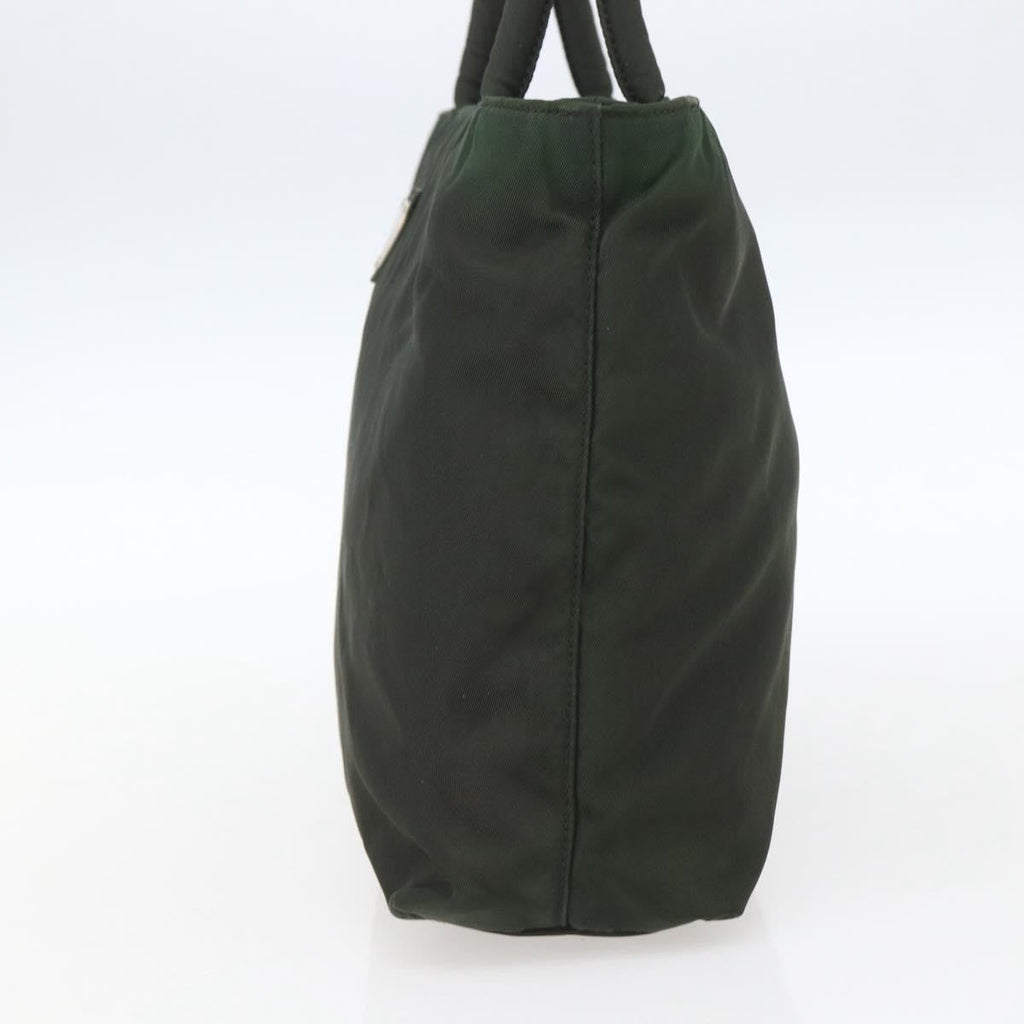 Prada Vintage Zip Handbag Tessuto Khaki Nylon Handbag (Pre-Owned)