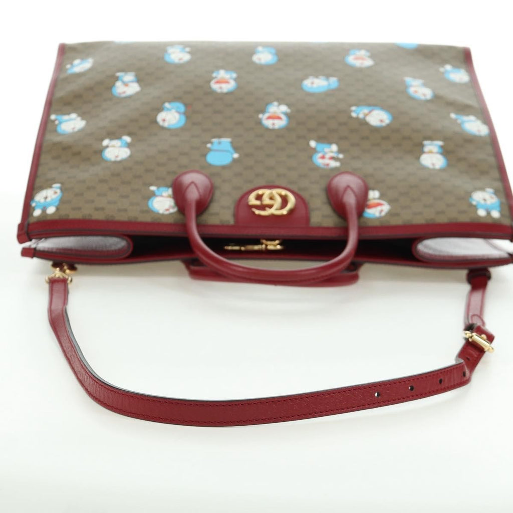 Gucci Doraemon Tote Printed Mini Gg Coated Canvas Beige Canvas Tote Bag Bag (Pre-Owned)
