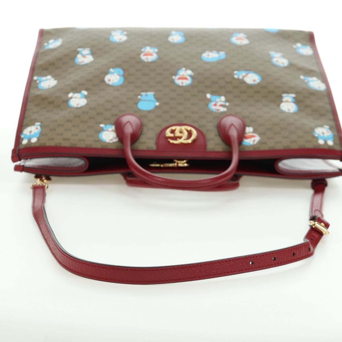 Gucci Doraemon Tote Printed Mini Gg Coated Canvas Beige Canvas Tote Bag Bag (Pre-Owned)