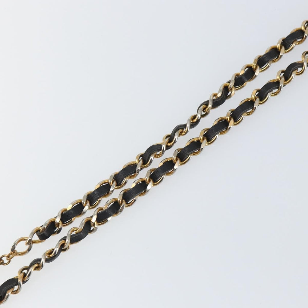 Chanel Vintage Logo Chain Belt Metal And Leather Black Metal Belts Accessory (Pre-Owned)