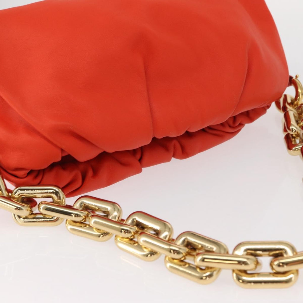Bottega Veneta The Chain Pouch Leather Orange Leather Clutche & Pouche Bag (Pre-Owned)
