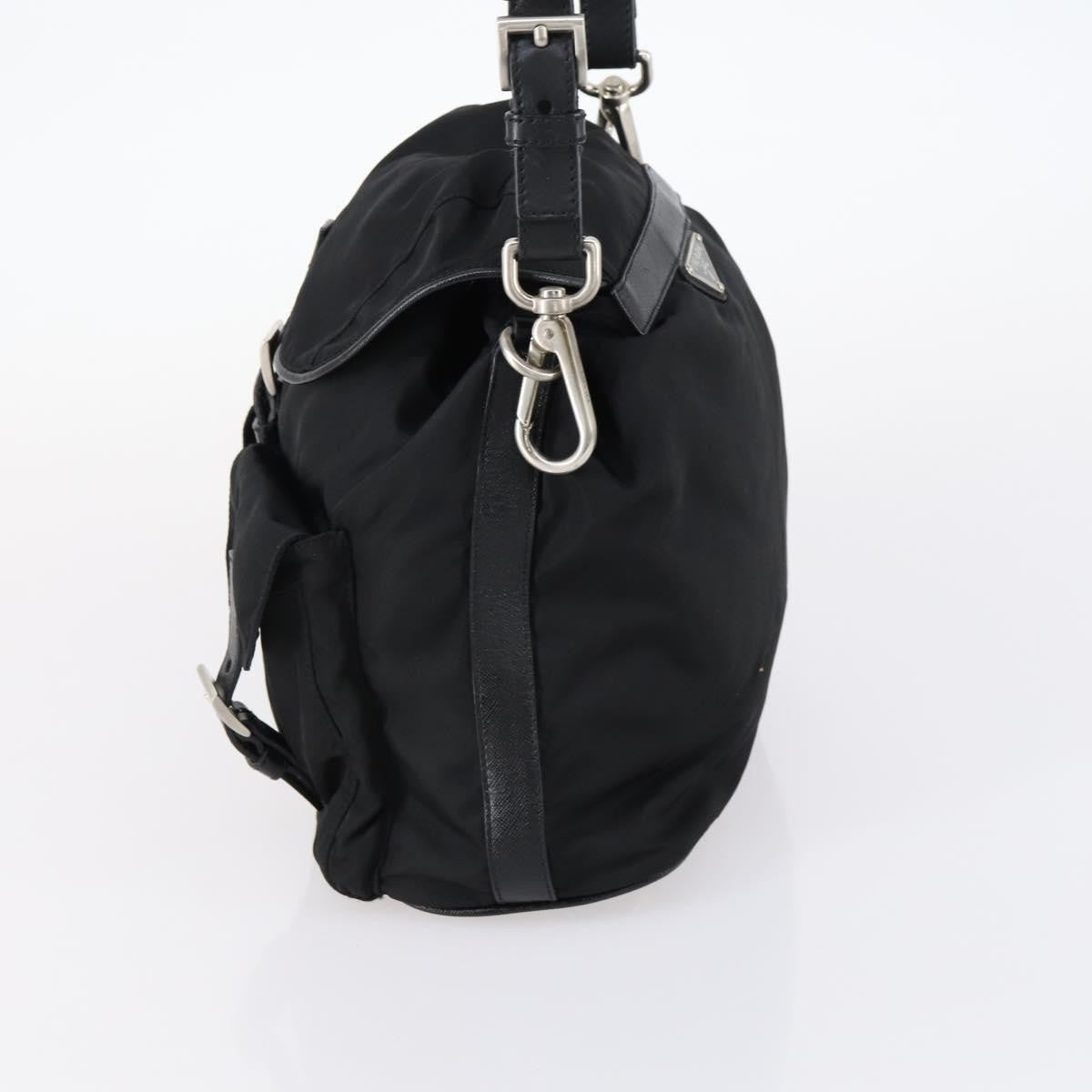 Prada Double Pocket Shoulder Bag Tessuto Black Nylon Shoulder Bag Bag (Pre-Owned)