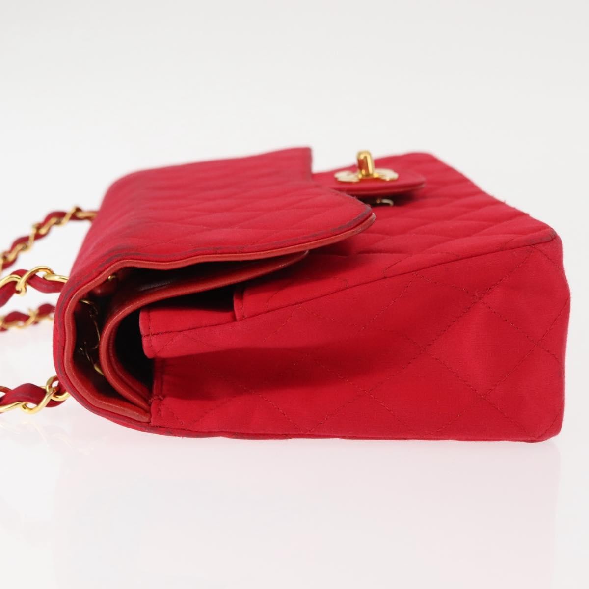 Chanel Timeless - Classic Double Flap Bag Quilted Satin Red Satin Shoulder Bag Bag (Pre-Owned)