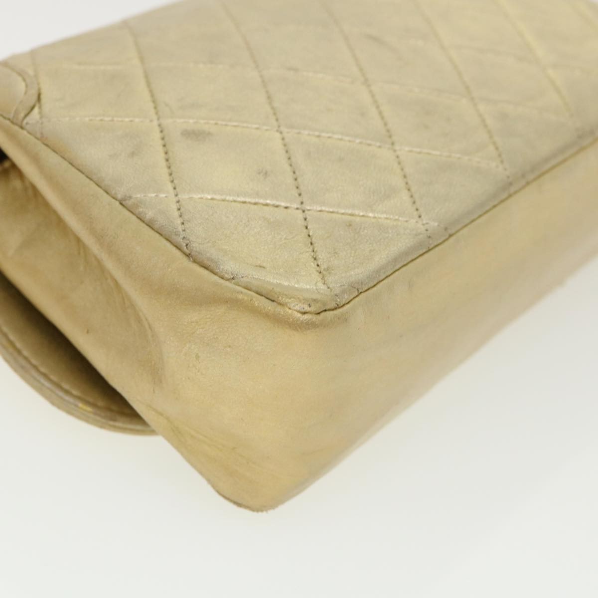 Chanel Vintage Cc Chain Flap Bag Quilted Lambskin Gold Leather Shoulder Bag Bag (Pre-Owned)