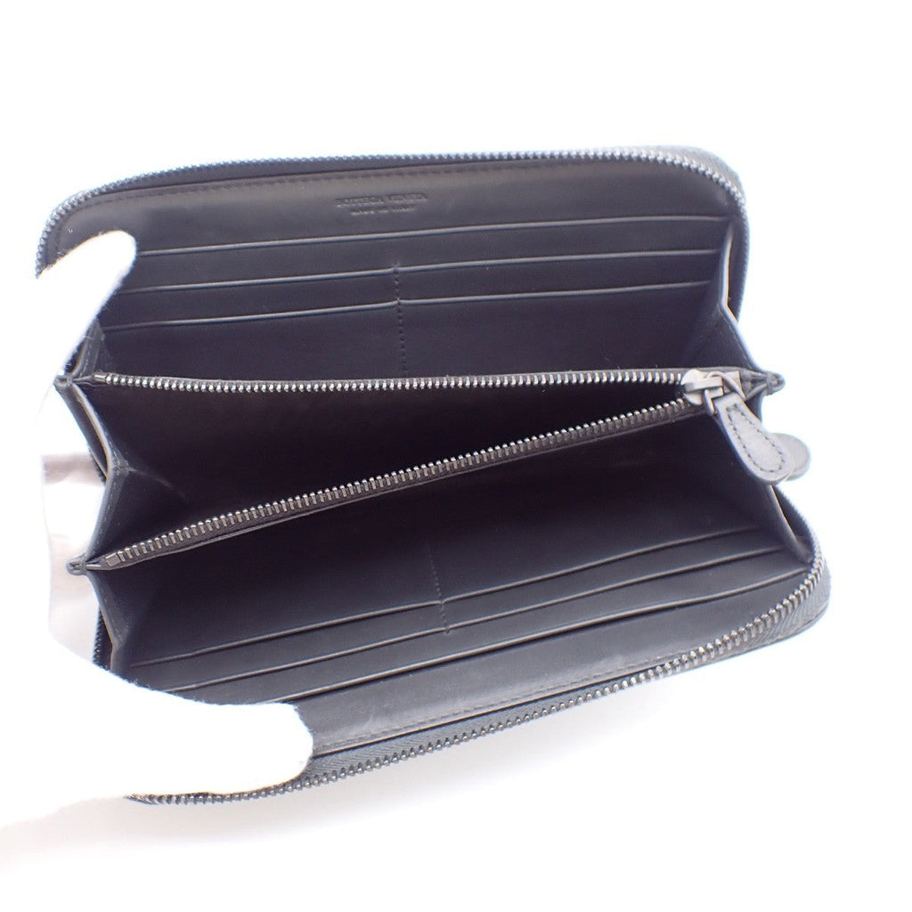 Bottega Veneta Intrecciato Long Zip  Wallet Leather Black Leather Wallets Accessory (Pre-Owned)