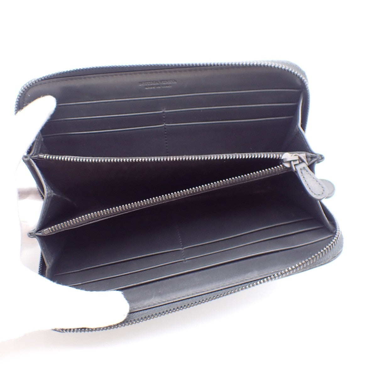 Bottega Veneta Intrecciato Long Zip  Wallet Leather Black Leather Wallets Accessory (Pre-Owned)