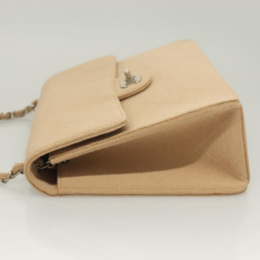 Chanel Matelasse Chain Shoulder Bag Leather Beige Cotton Shoulder Bag Bag (Pre-Owned)