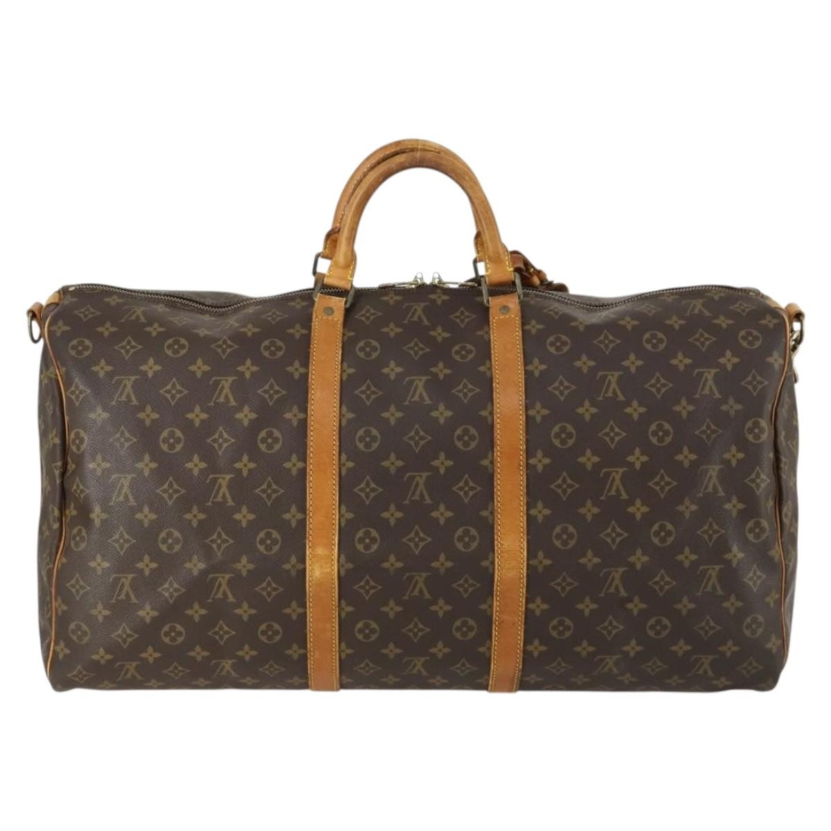 Louis Vuitton Keepall Bandouliere Bag Monogram Canvas Brown Canvas Travel Bag Bag (Pre-Owned)