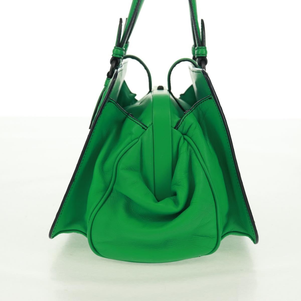 Bottega Veneta Intrecciato Handbag Leather Green Leather Handbag (Pre-Owned)