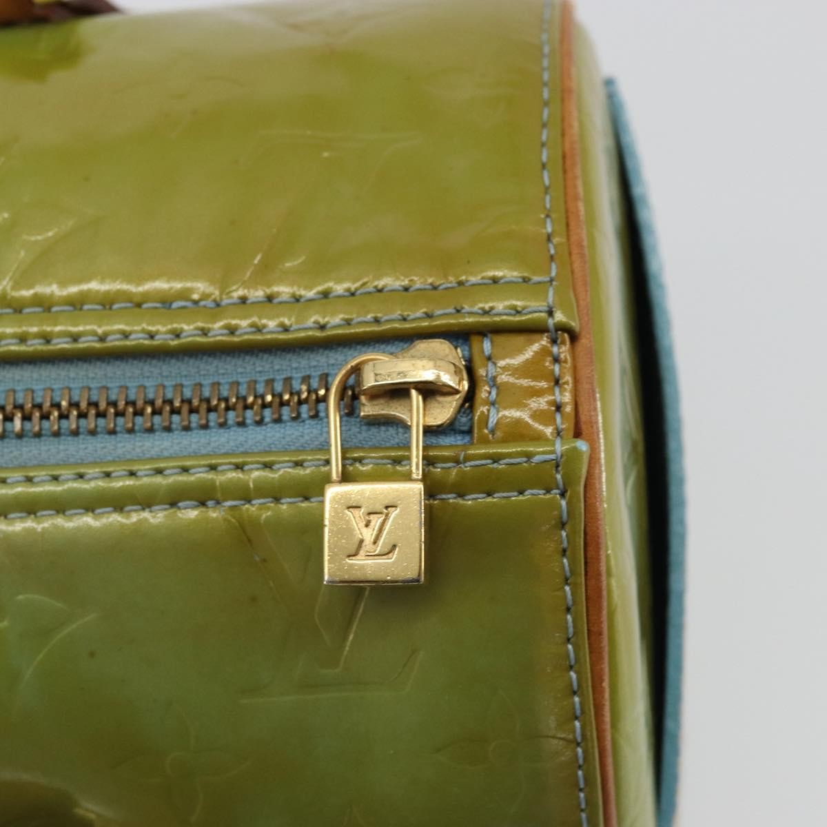 Louis Vuitton Bedford Handbag Monogram Vernis Green Patent_Leather Handbag (Pre-Owned)