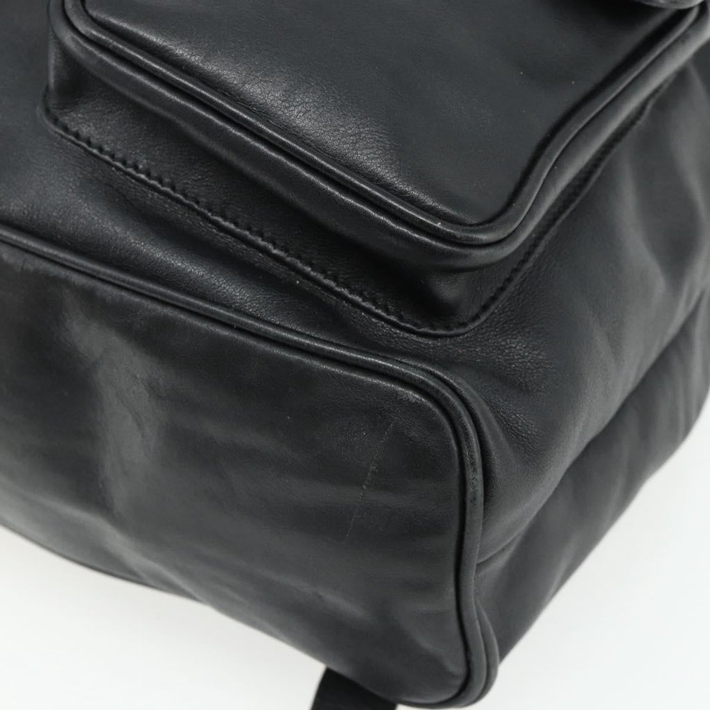 Gucci Vintage Bamboo Backpack Leather Black Leather Backpack Bag (Pre-Owned)