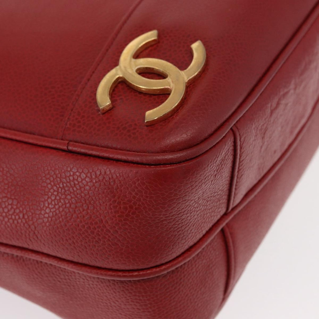 Chanel Vintage Metal Cc Shoulder Bag Caviar Red Leather Shoulder Bag Bag (Pre-Owned)