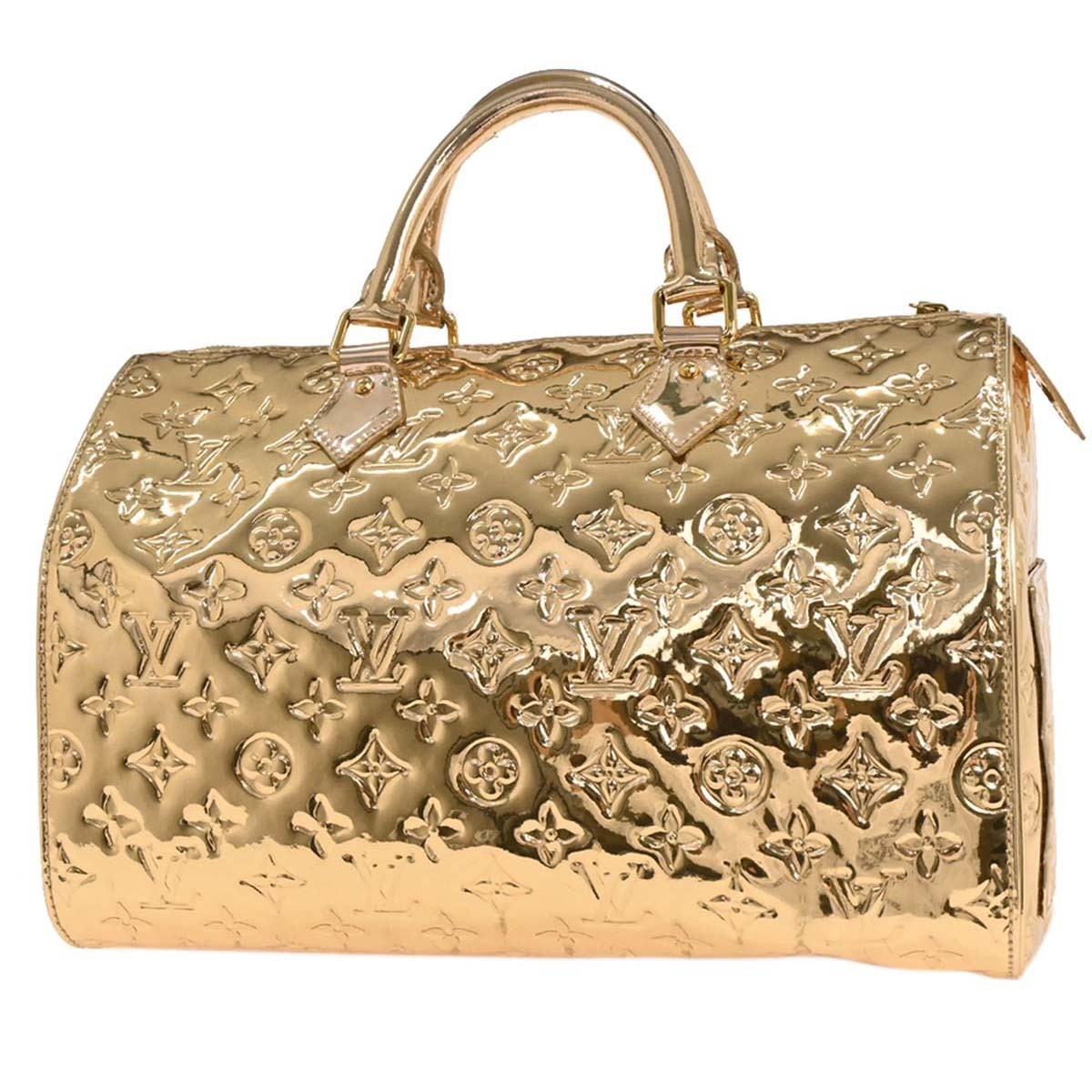 Louis Vuitton Speedy Handbag Monogram Miroir Pvc Gold Canvas Handbag (Pre-Owned)
