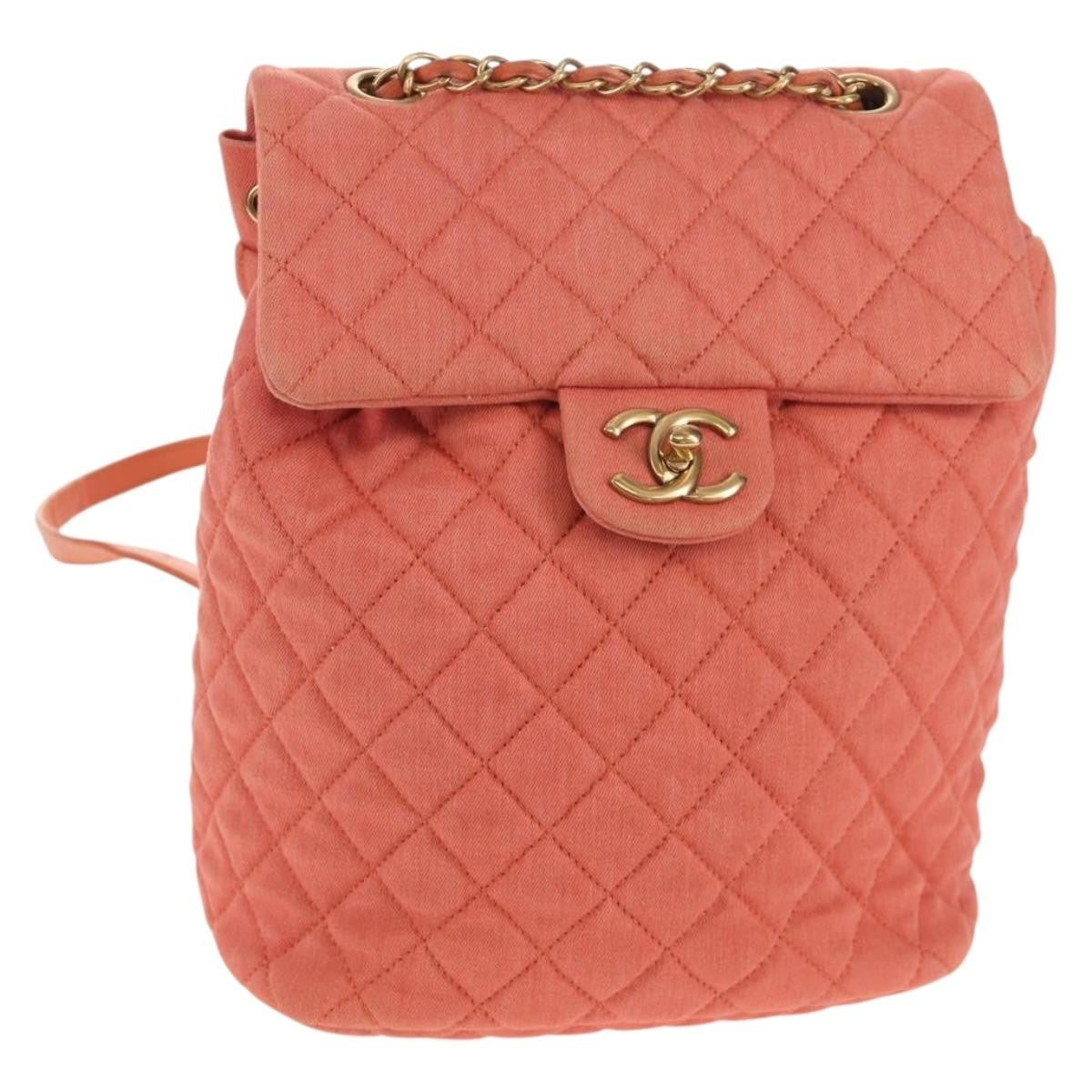 Chanel Vintage Flap Backpack Denim Pink Denim_Jeans Backpack Bag (Pre-Owned)