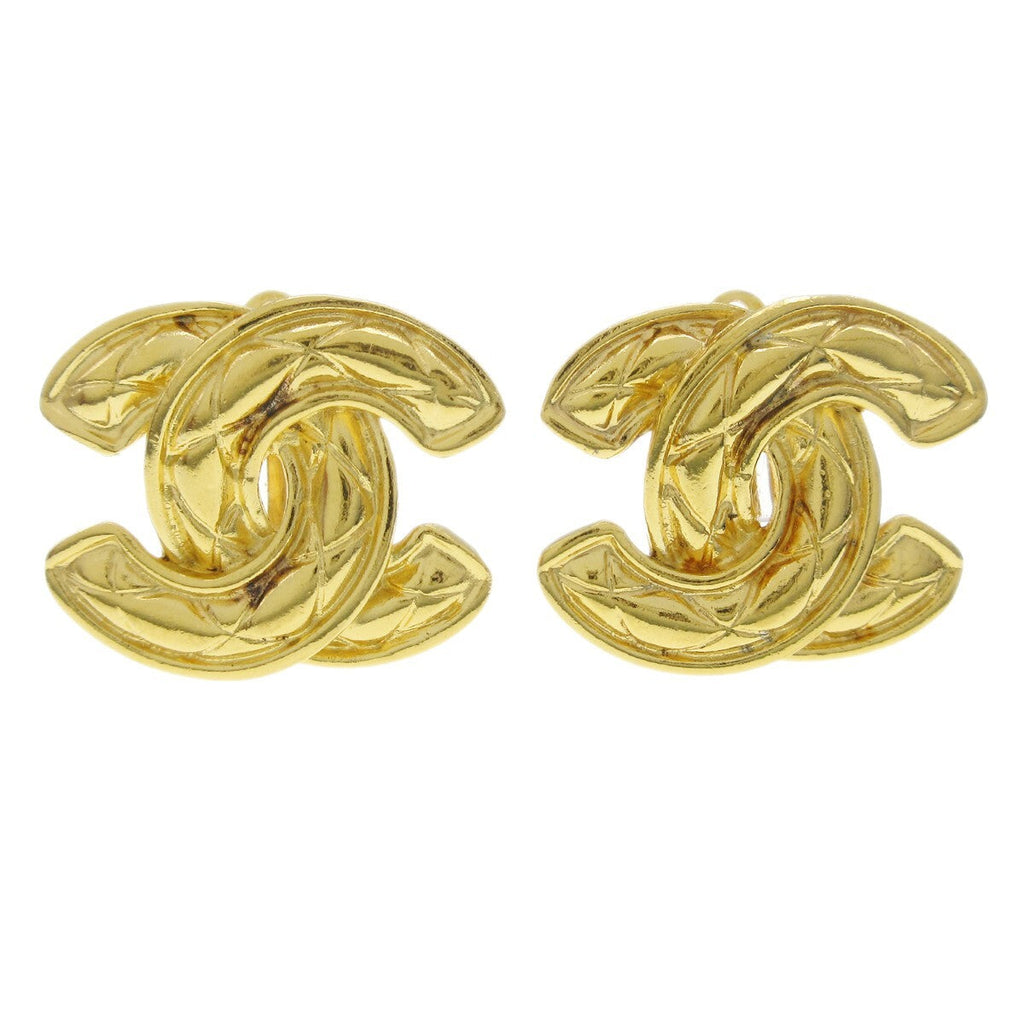 Chanel Cc Clip-On Earrings Metal Gold Gold_Plated Earrings Jewelry (Pre-Owned)