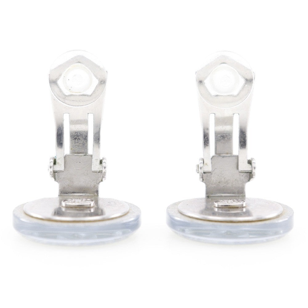 Chanel Cc Round Clip-On Earrings Glitter Resin Silver Plastic Earrings Jewelry (Pre-Owned)