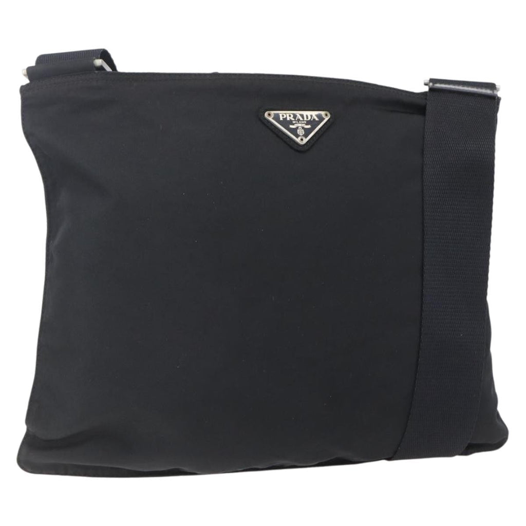 Prada Flat Messenger Bag Tessuto Black Nylon Shoulder Bag Bag (Pre-Owned)