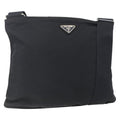 Prada Flat Messenger Bag Tessuto Black Nylon Shoulder Bag Bag (Pre-Owned)
