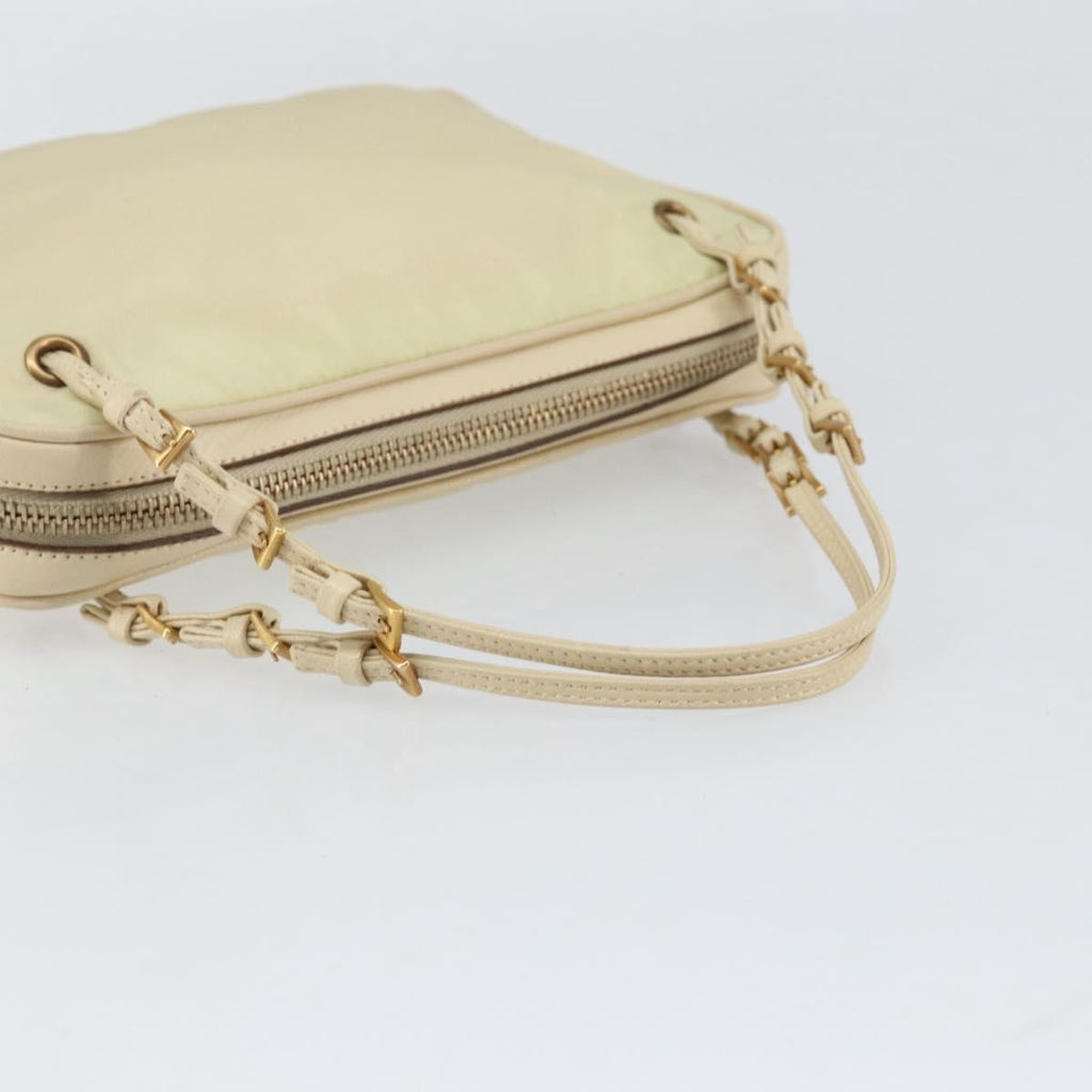 Prada Vintage Handbag Tessuto Beige Nylon Handbag (Pre-Owned)