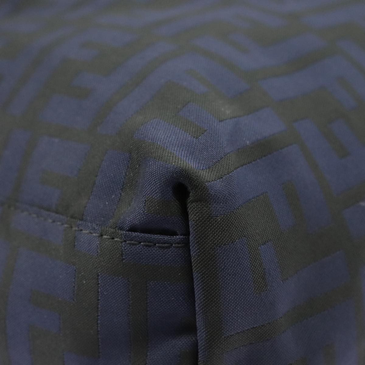 Fendi Zucca Tote Bag Ff Motif Navy Canvas Tote Bag Bag (Pre-Owned)