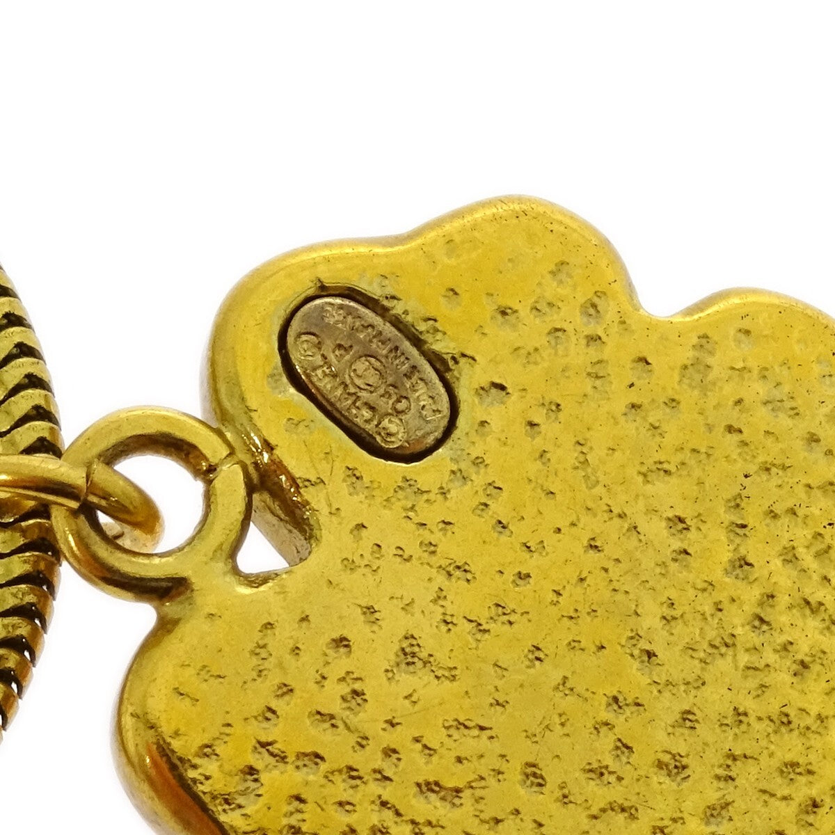 Chanel Vintage Cc Clover Pendant Necklace Resin Gold Metal Necklace Jewelry (Pre-Owned)