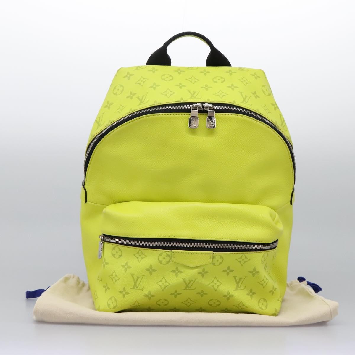 Louis Vuitton Discovery Backpack Monogram Taigarama Yellow Leather Backpack Bag (Pre-Owned)