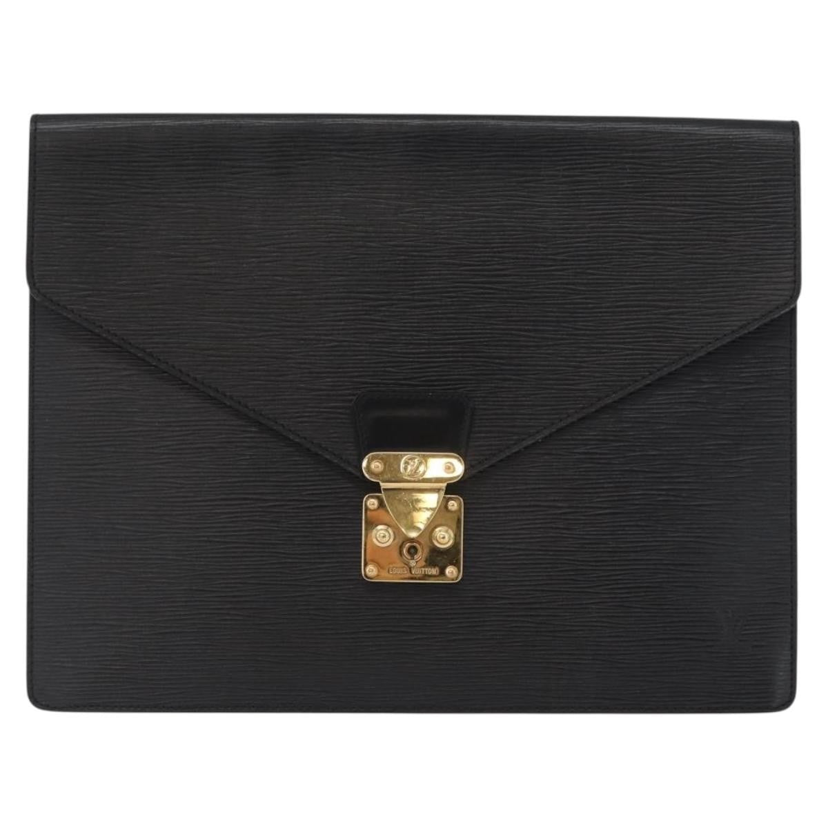 Louis Vuitton Porte-Documents Senateur Bag Epi Leather Black Leather Briefcase Bag (Pre-Owned)