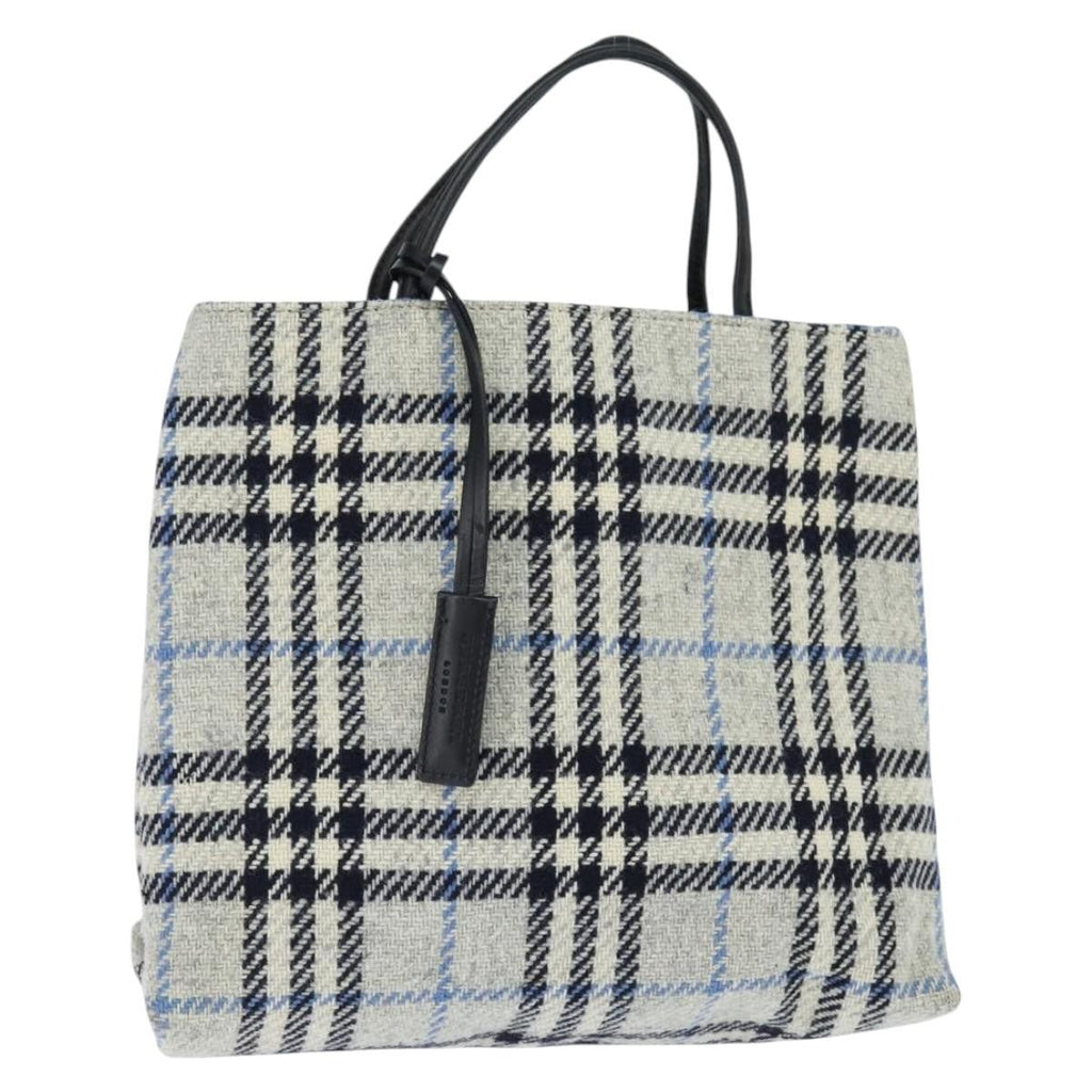 Burberry Nova Check Handbag Tweed Gray Tweed Handbag (Pre-Owned)
