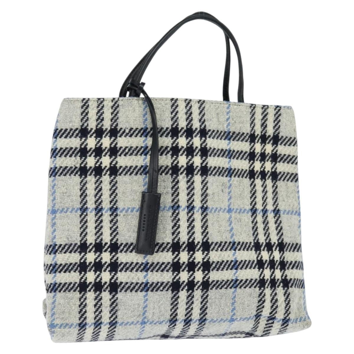 Burberry Nova Check Handbag Tweed Gray Tweed Handbag (Pre-Owned)