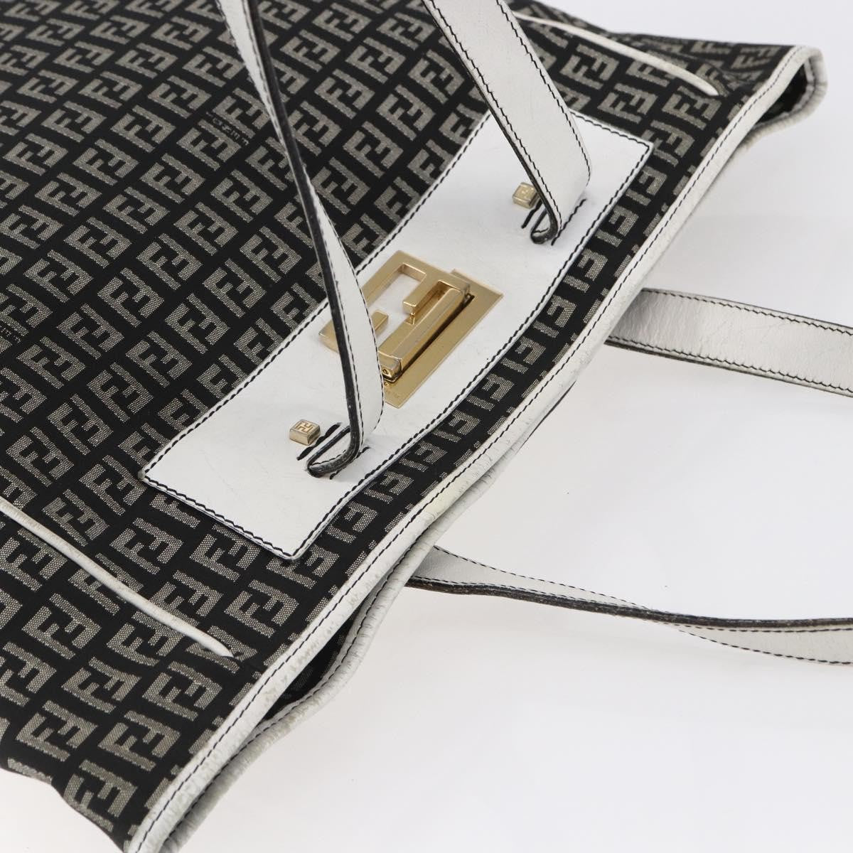 Fendi Zucca Tote Bag Canvas Black Canvas Tote Bag Bag (Pre-Owned)