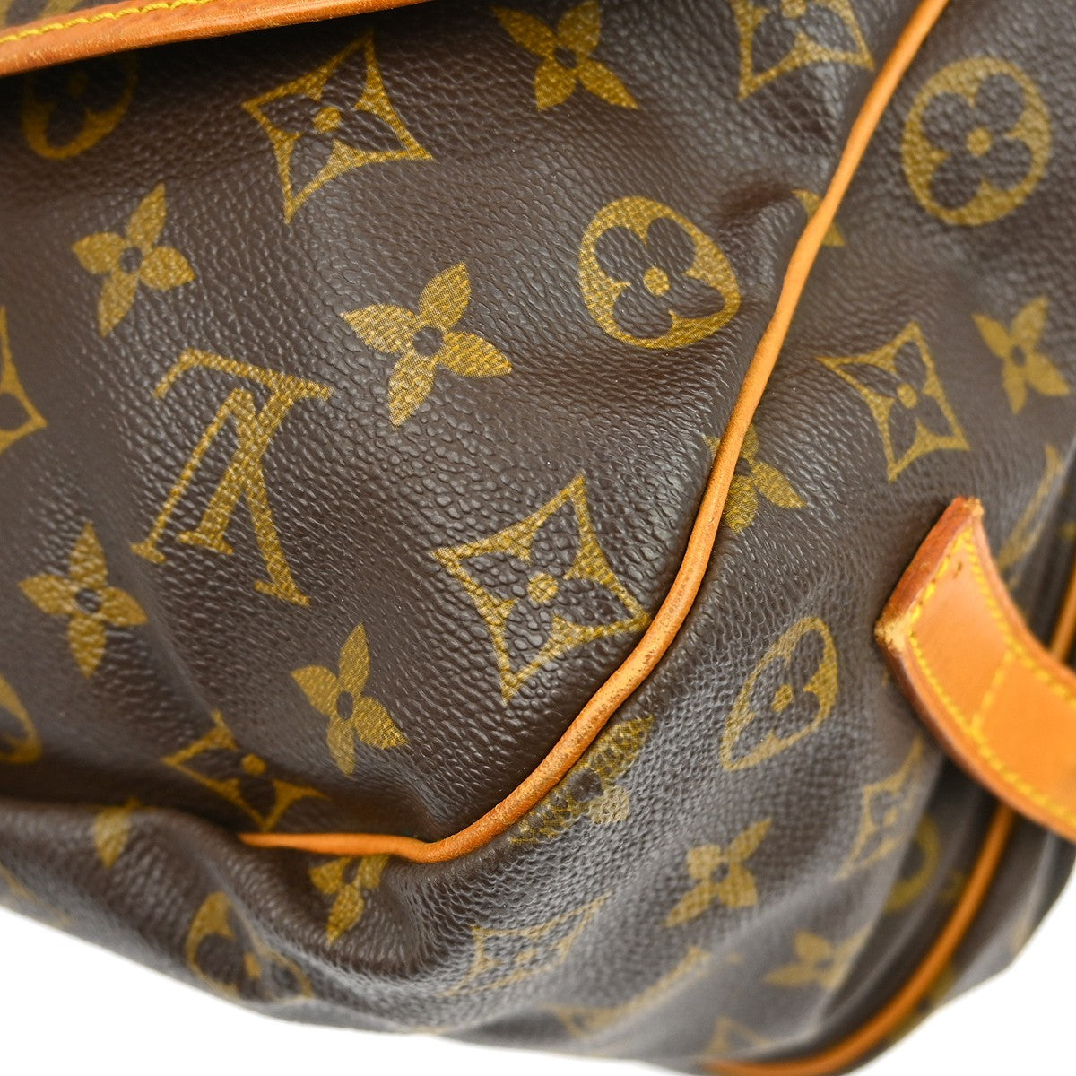 Louis Vuitton Saumur Handbag Monogram Canvas Brown Canvas Shoulder Bag Bag (Pre-Owned)