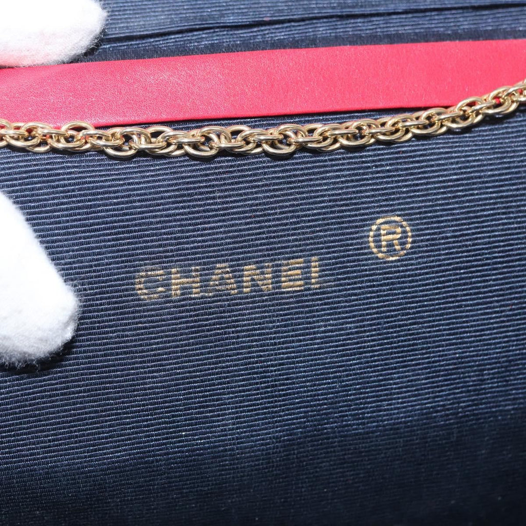 Chanel Vintage Clutch Leather Red Leather Clutche & Pouche Bag (Pre-Owned)