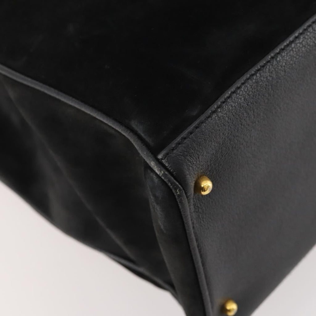 Gucci Bamboo Tote Bag Suede Black Suede Tote Bag Bag (Pre-Owned)