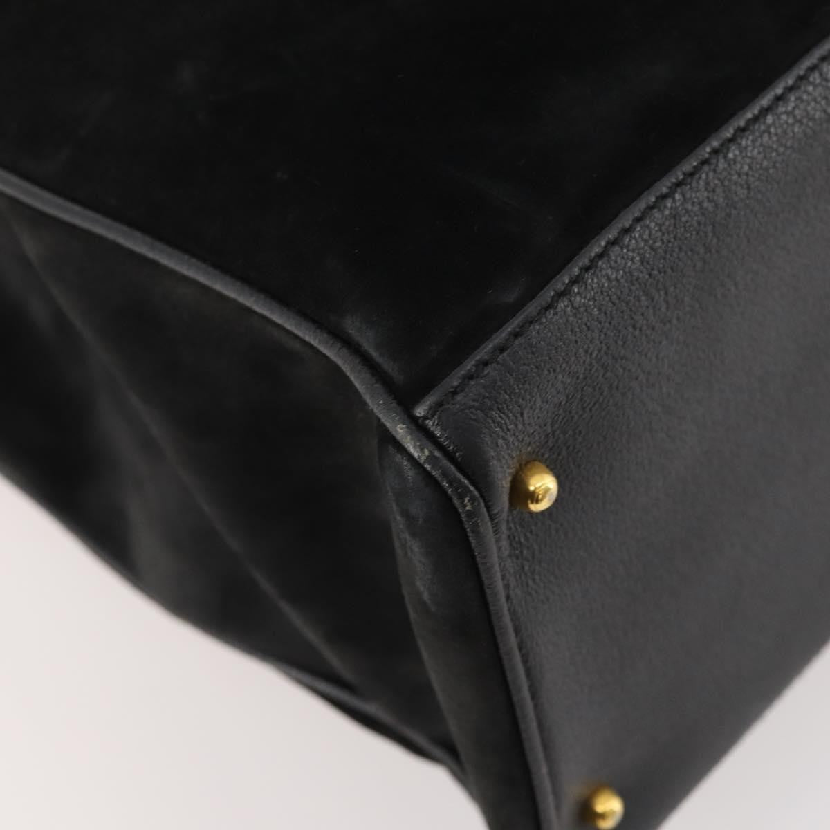 Gucci Bamboo Tote Bag Suede Black Suede Tote Bag Bag (Pre-Owned)