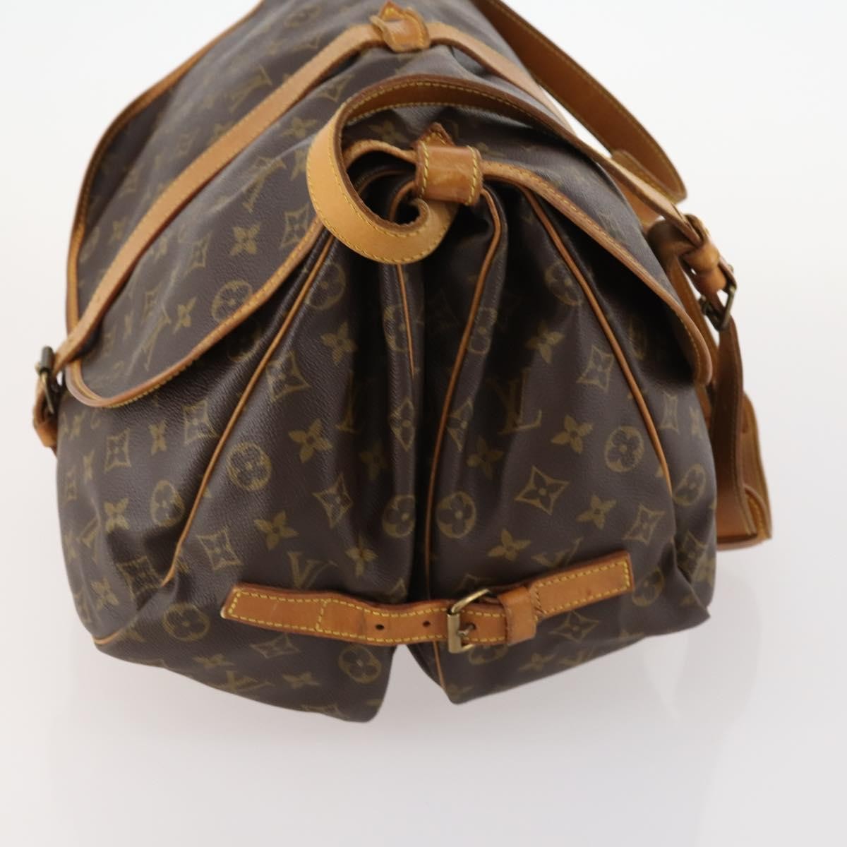 Louis Vuitton Saumur Handbag Monogram Canvas Brown Canvas Shoulder Bag Bag (Pre-Owned)