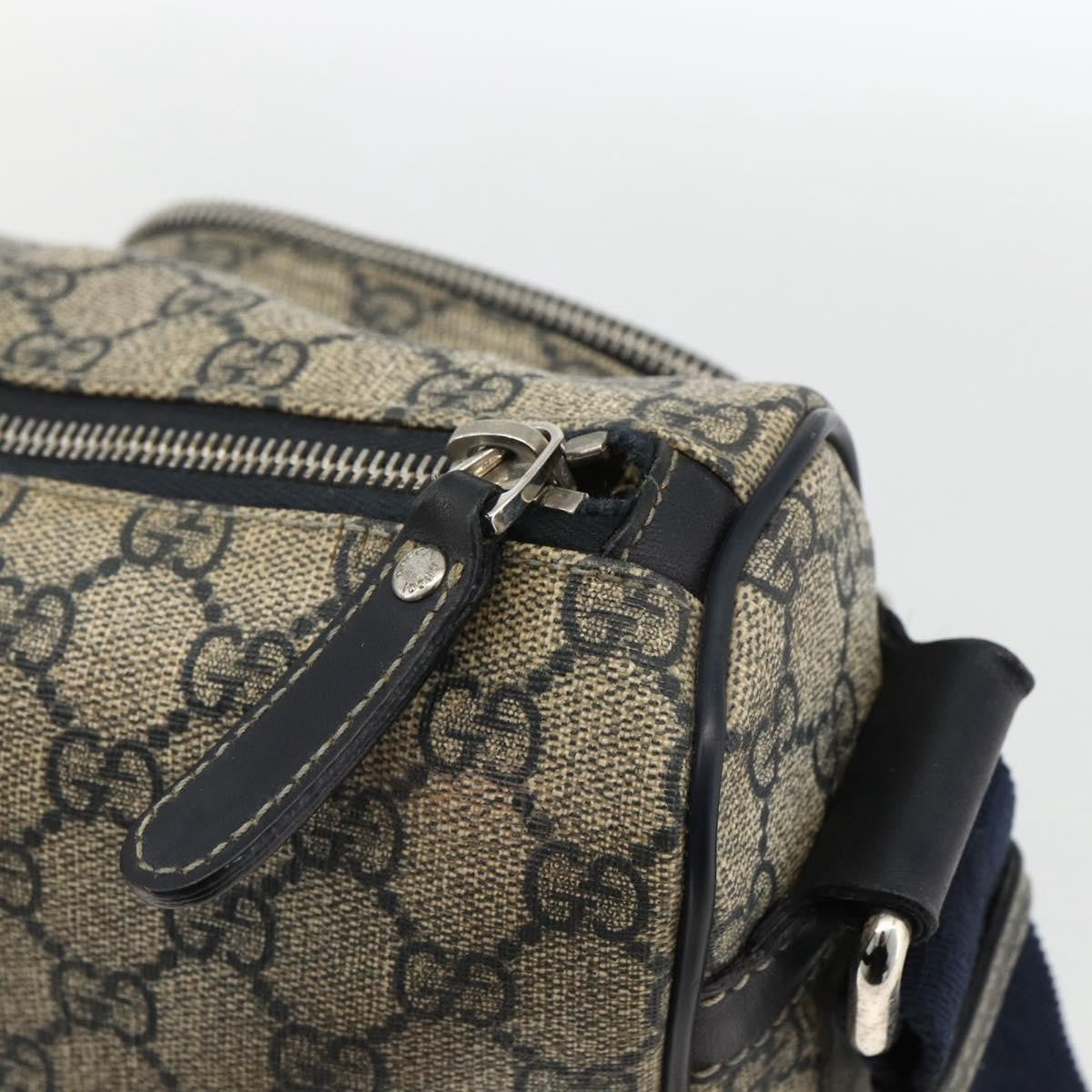 Gucci Double Pocket Messenger Bag Gg Coated Canvas Navy Canvas Shoulder Bag Bag (Pre-Owned)