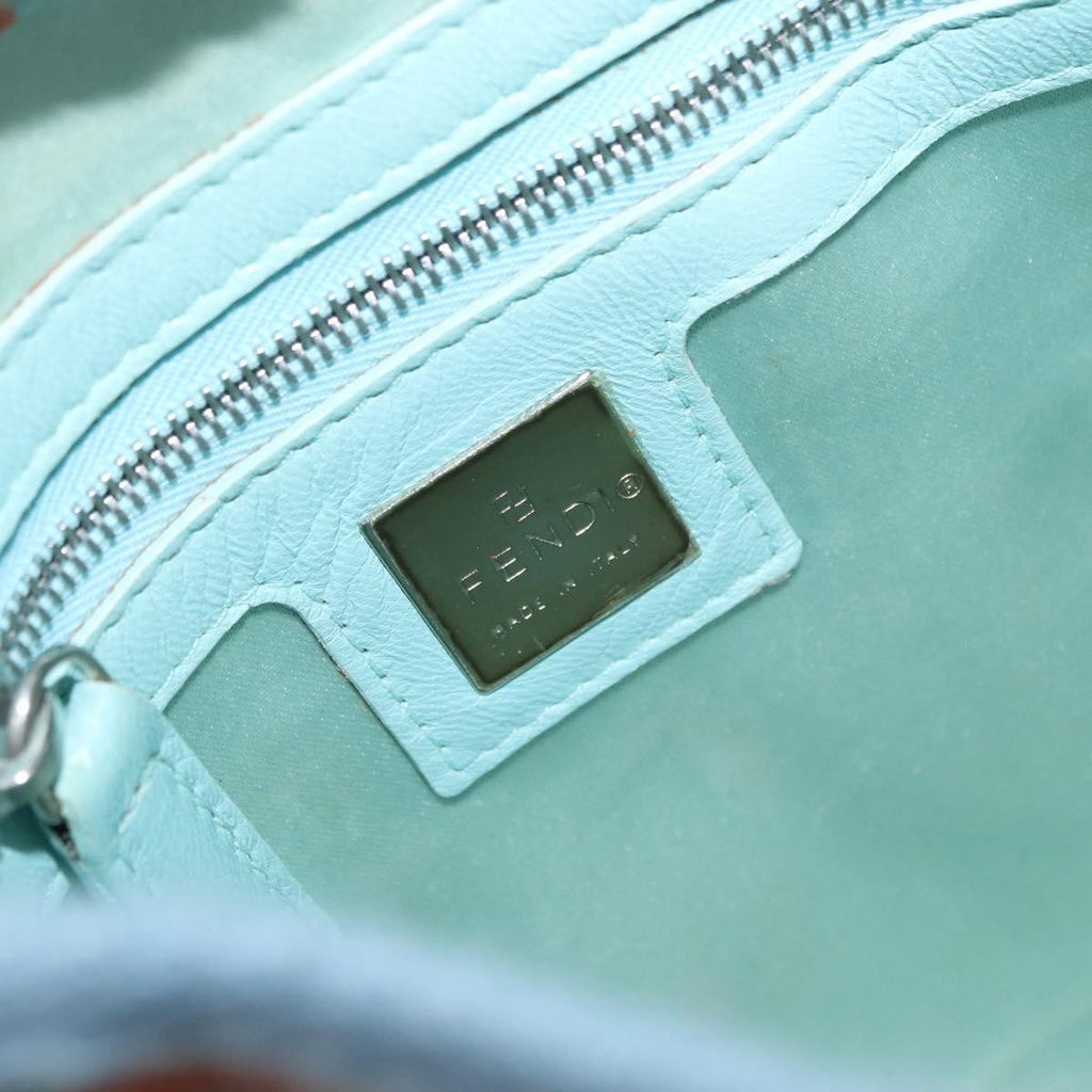 Fendi Logo Zucca Shoulder Bag Zucca Blue Canvas Shoulder Bag Bag (Pre-Owned)