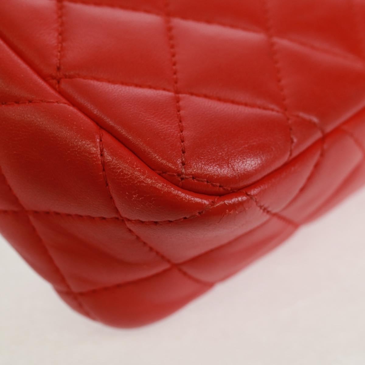 Chanel Two Tone Flap Bag Quilted Lambskin Red Leather Shoulder Bag Bag (Pre-Owned)