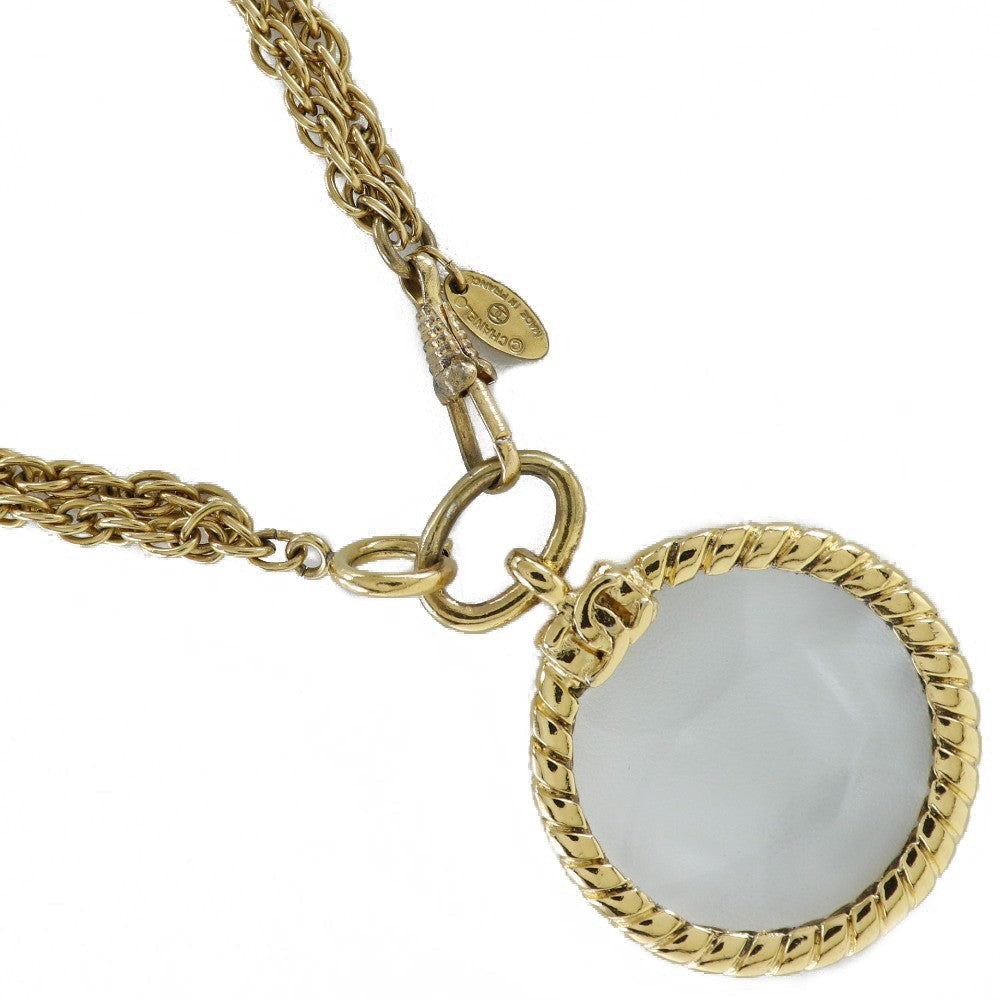 Chanel Vintage Double Cc Pendant Necklace Metal Gold Gold_Plated Jewelry (Pre-Owned)