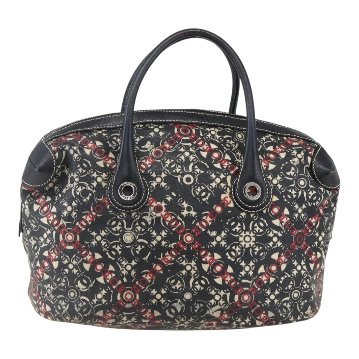 Chanel Optic Coco Bowler Bag Printed Coated Canvas With Caviar Black Pvc Travel Bag Bag (Pre-Owned)